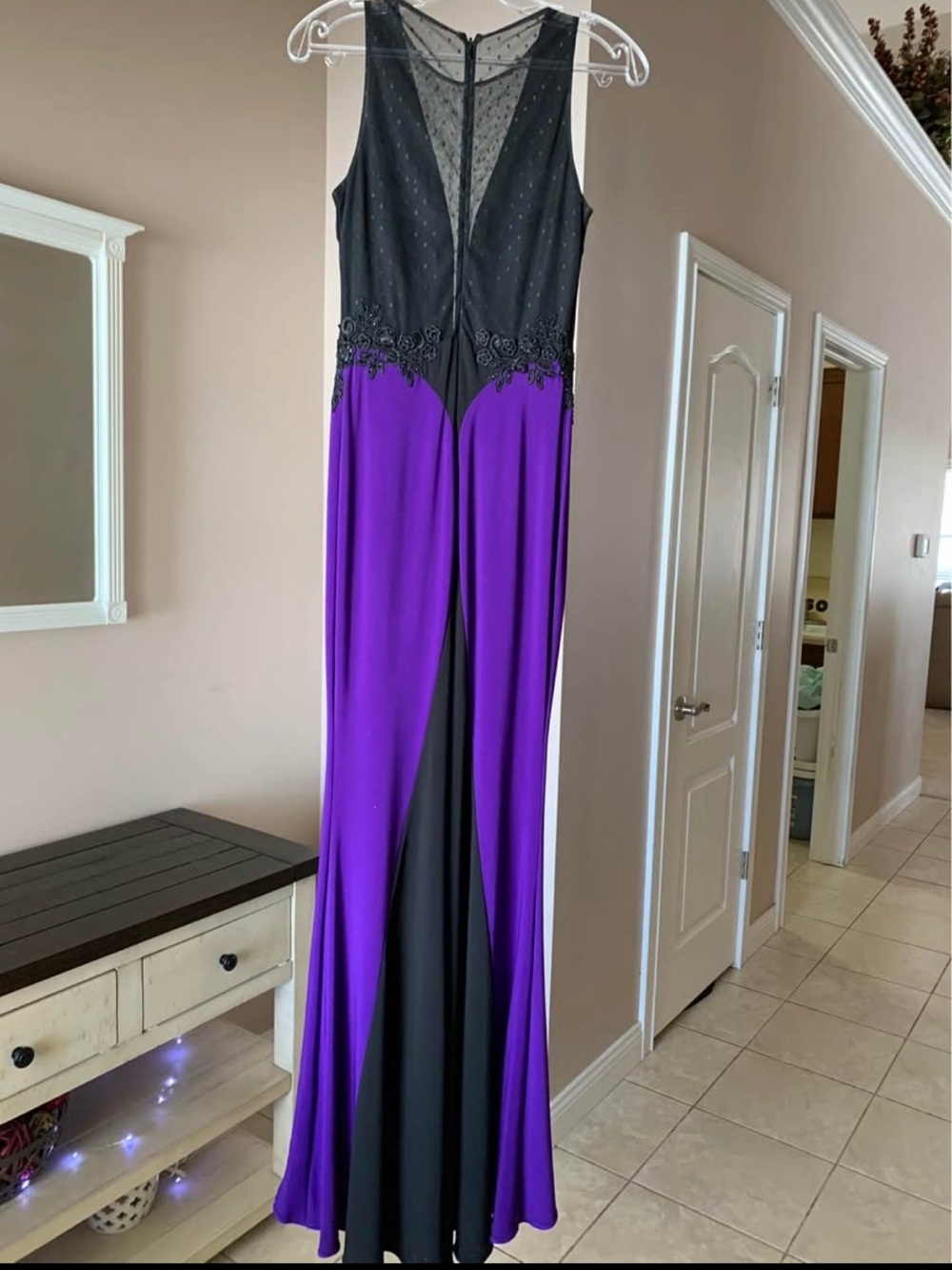 Madison James Sleeveless Black & Purple Formal Evening Gown - Picture 4 of 7